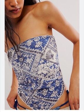 Free People Raya Bandana Top Blue
